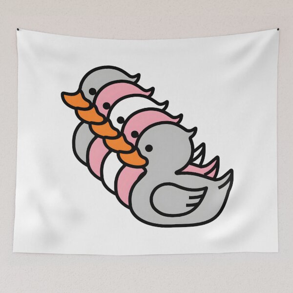 Item preview, Row of Cute Ducks in Demigirl Pride Flag Colors, Ducks Demigirl Flag designed and sold by Travelslightly.
