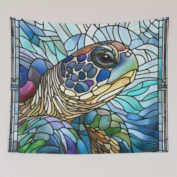 Item preview, Colorful Sea Turtle Stained Glass Design designed and sold by CattyCornerPOD.