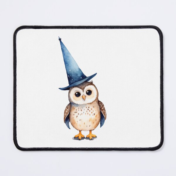 Item preview, Vibrant Watercolor owl is wearing a blue hat designed and sold by Victoria Riabov.