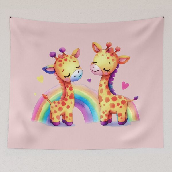 Item preview, Cute Watercolor Giraffes Painting designed and sold by SideKickCreates.