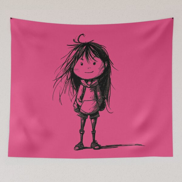 Item preview, Cute Girl Ink Drawing  designed and sold by MaryFiore.