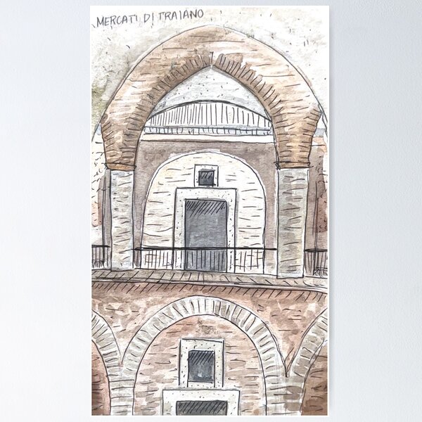 Item preview, Mercati di Traiano Watercolor Illustration  designed and sold by kriti130.