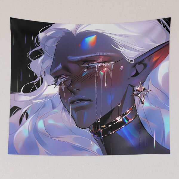 Item preview, Dark Neon Crying Elf Anime Girl designed and sold by bubblegoth.