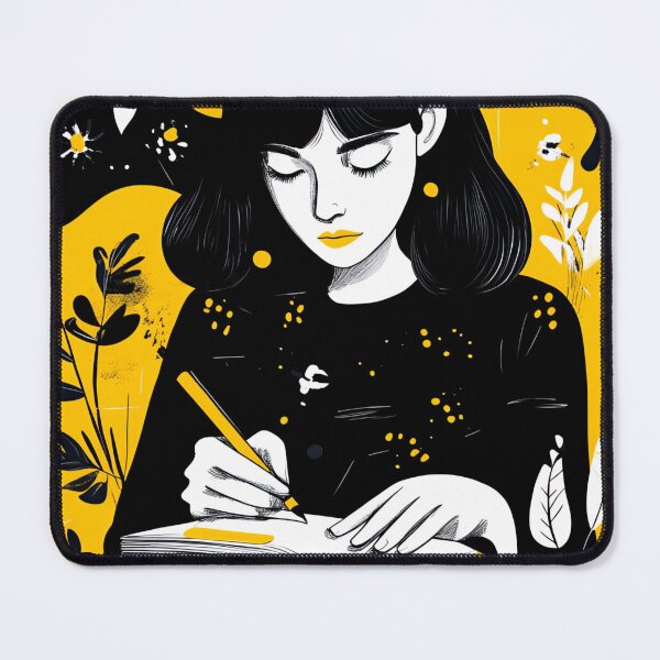 Item preview, Creative woman writing in a notebook / diary / journal designed and sold by NordicArtPrint.