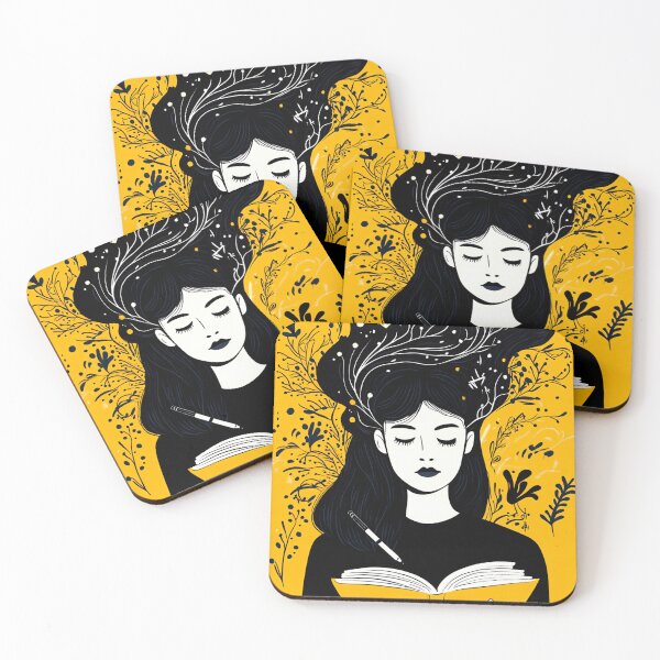 Item preview, Creative woman writing in a notebook / diary / journal designed and sold by NordicArtPrint.
