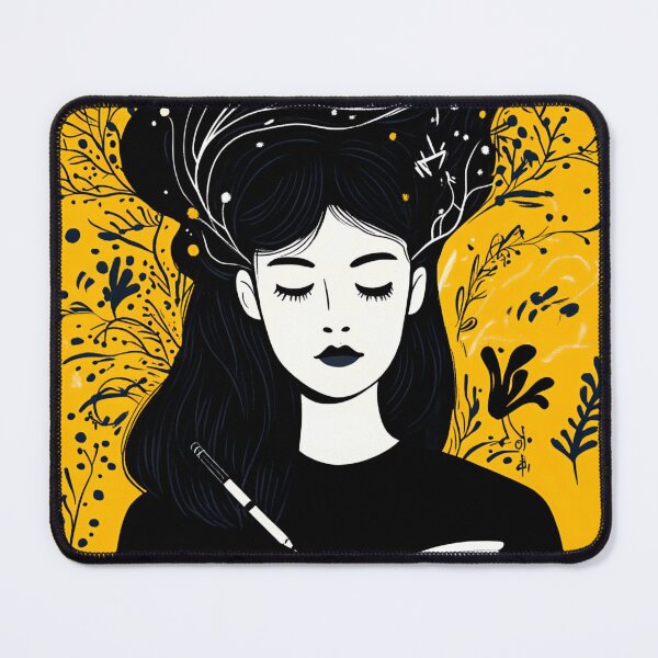 Item preview, Creative woman writing in a notebook / diary / journal designed and sold by NordicArtPrint.