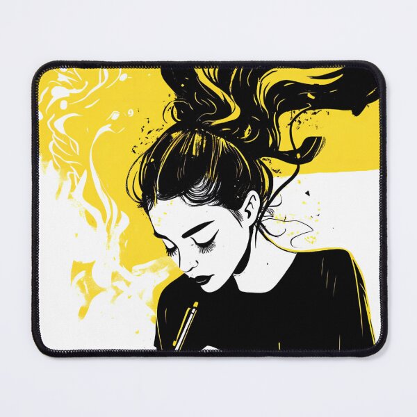 Item preview, Creative woman writing in a notebook / diary / journal designed and sold by NordicArtPrint.