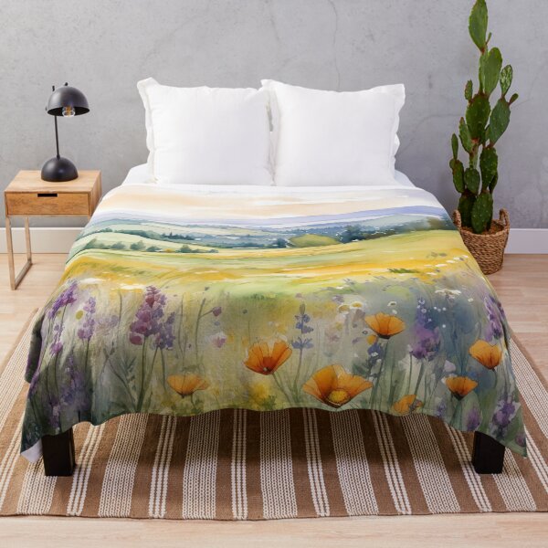Item preview, Vintage Flower Field Landscape Painting – Retro Floral Meadow Art designed and sold by Abhinav  Khare.