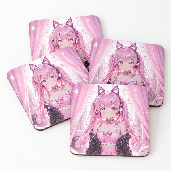 Item preview, Anime small girl with foxy headphones and soft toys in room art designed and sold by TheArtistOf2022.