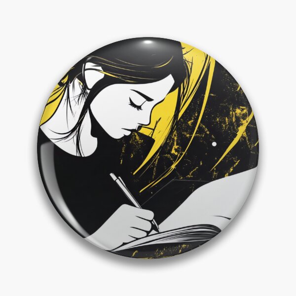 Item preview, Creative woman writing in a notebook / diary / journal designed and sold by NordicArtPrint.