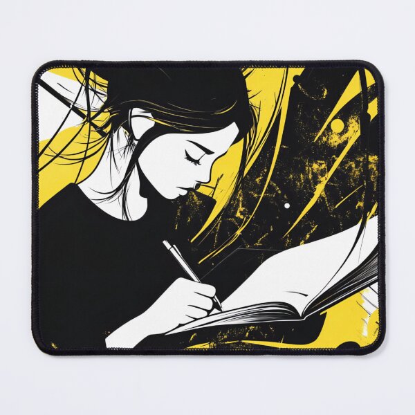 Item preview, Creative woman writing in a notebook / diary / journal designed and sold by NordicArtPrint.