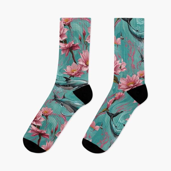 Item preview, Dolphins Pink Waterlilies  designed and sold by IvaRenee.