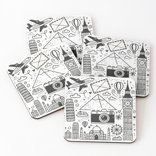 Item preview, Minimalist Whimsical Doodles Global Iconic Landmarks Travel Art designed and sold by UniqueCraftsnCo.