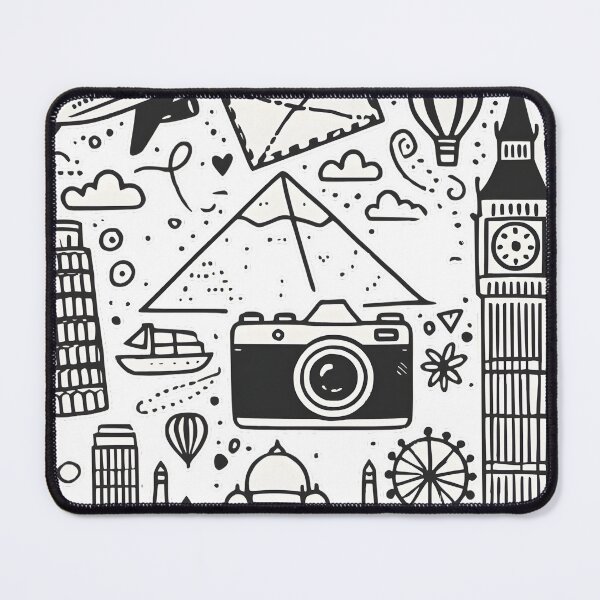Item preview, Minimalist Whimsical Doodles Global Iconic Landmarks Travel Art designed and sold by UniqueCraftsnCo.