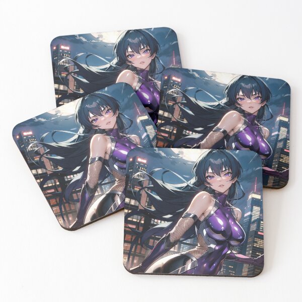 Item preview, Anime girl heroine on roof at night art designed and sold by TheArtistOf2022.