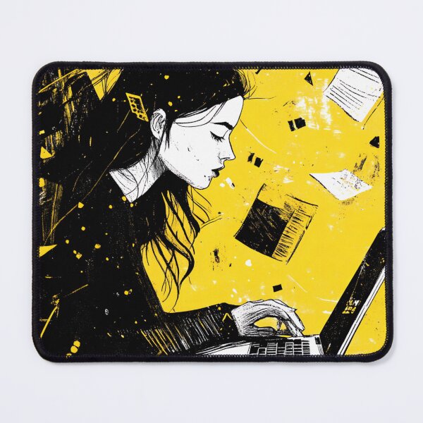 Item preview, Creative woman working on laptop with lots of ideas designed and sold by NordicArtPrint.