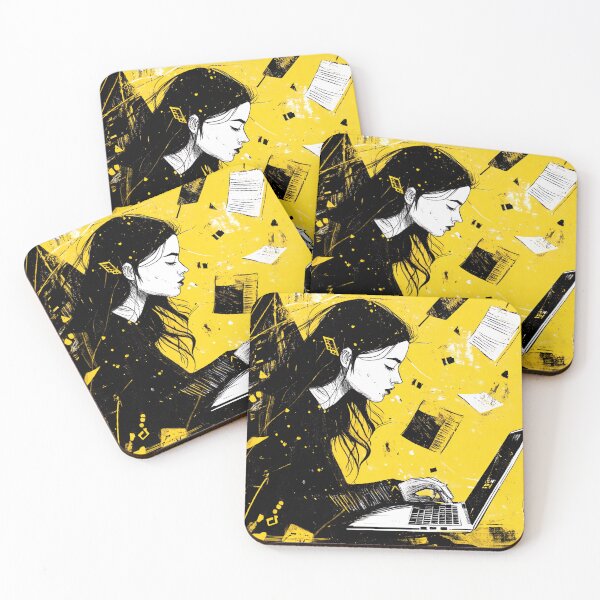 Item preview, Creative woman working on laptop with lots of ideas designed and sold by NordicArtPrint.