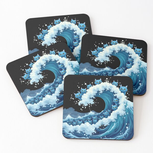 Item preview, Cute Wave of Blue Cats for Kamala designed and sold by ArtFromBeyond.