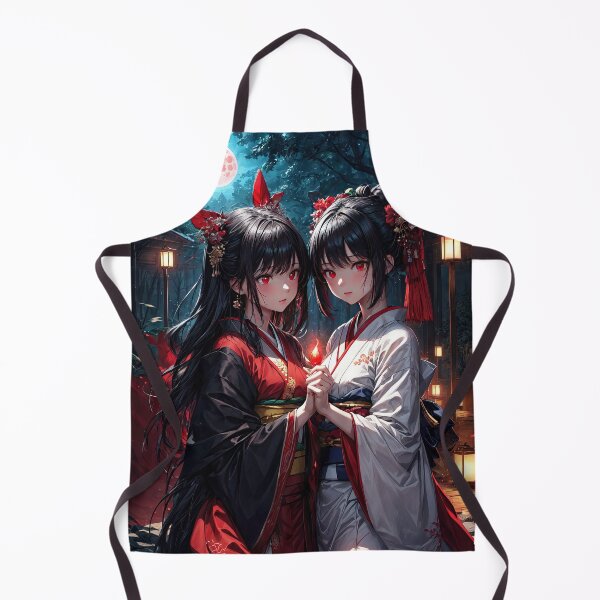 Item preview, Two Cute monster foxy anime kimono girls double portrait art designed and sold by TheArtistOf2022.