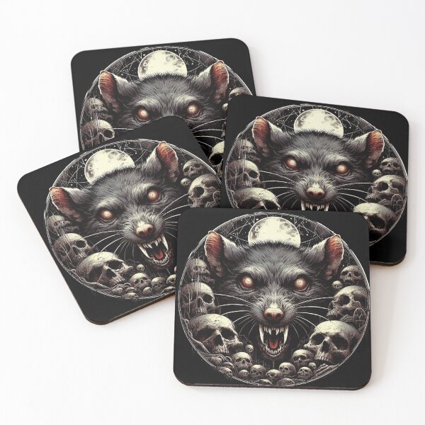 Item preview, Rat with skulls and full moon designed and sold by BatsAndRats.
