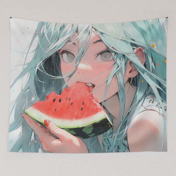 Item preview, Refreshing Healthy Watermelon Anime Girl designed and sold by bubblegoth.