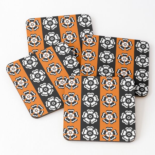 Item preview, Orange Black Striped Retro Floral Design designed and sold by PatternTitan.