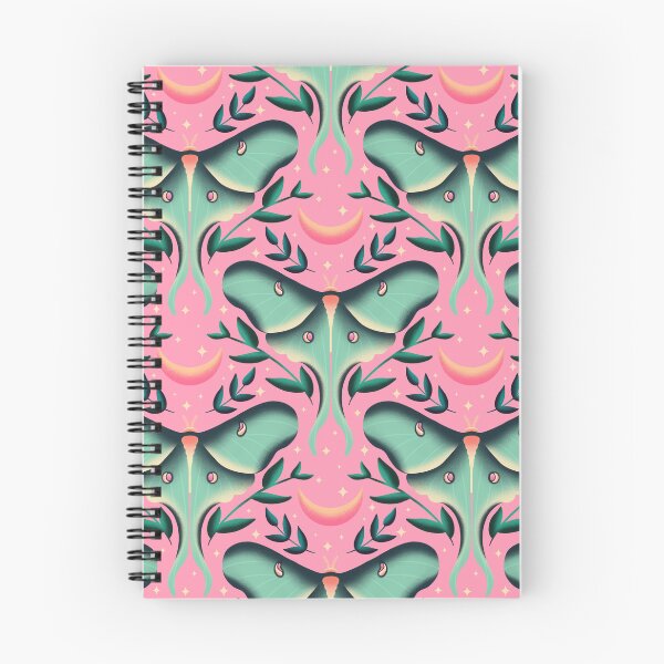 Item preview, Luna Moth entre las estrellas y luna naranja rosa sobre fondo rosa. designed and sold by Guided by Light Art.