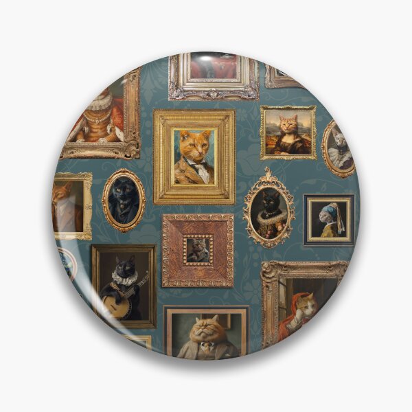 Item preview, Teal - Vintage Museum Wall - Whimsical Famous Cat Portraits by Great Masters From Van Gogh - To Da Vinci designed and sold by UtArt.