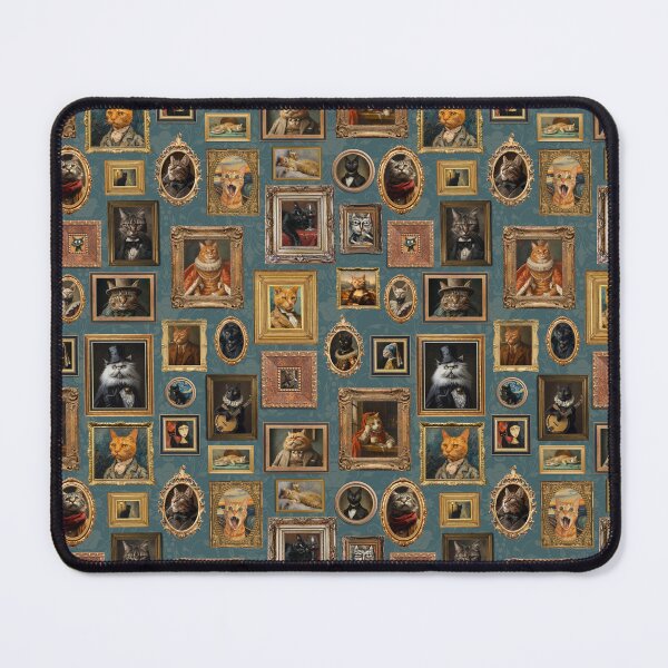 Item preview, Teal - Vintage Museum Wall - Whimsical Famous Cat Portraits by Great Masters From Van Gogh - To Da Vinci designed and sold by UtArt.