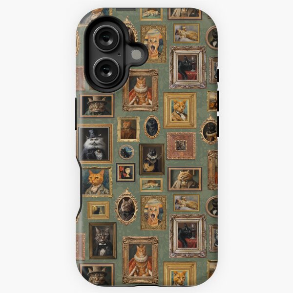 Item preview, Green - Vintage Museum Wall - Whimsical Famous Cat Portraits by Great Masters From Van Gogh - To Da Vinci designed and sold by UtArt.