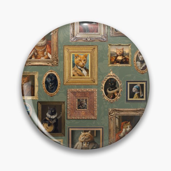 Item preview, Green - Vintage Museum Wall - Whimsical Famous Cat Portraits by Great Masters From Van Gogh - To Da Vinci designed and sold by UtArt.