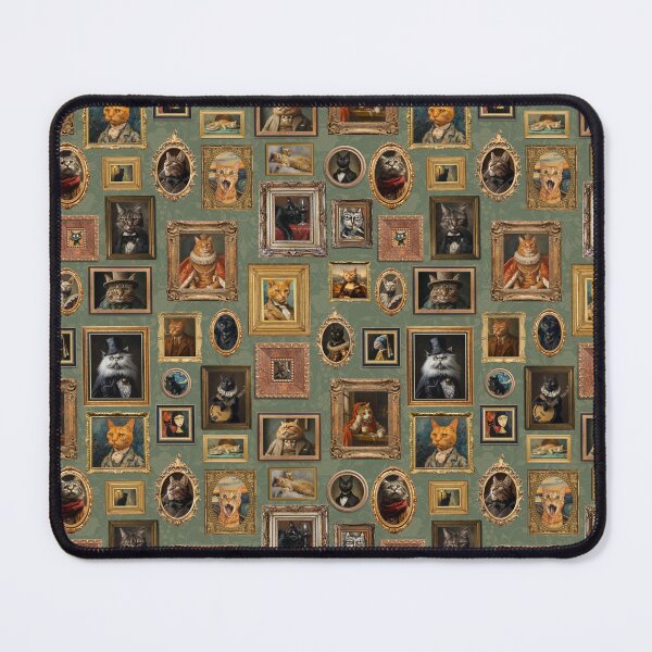 Item preview, Green - Vintage Museum Wall - Whimsical Famous Cat Portraits by Great Masters From Van Gogh - To Da Vinci designed and sold by UtArt.