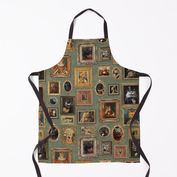 Item preview, Green - Vintage Museum Wall - Whimsical Famous Cat Portraits by Great Masters From Van Gogh - To Da Vinci designed and sold by UtArt.