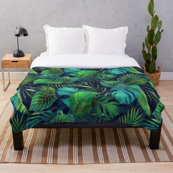 Aperçu de l'œuvre Motif de feuilles de jungle tropicale – Conception de feuillage vert vibrant créée et vendue par ArtLab-store.