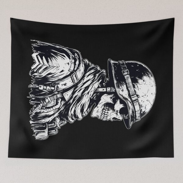 Item preview, Monochromatic Skeleton Skull Soldier designed and sold by TomFrontierArt.