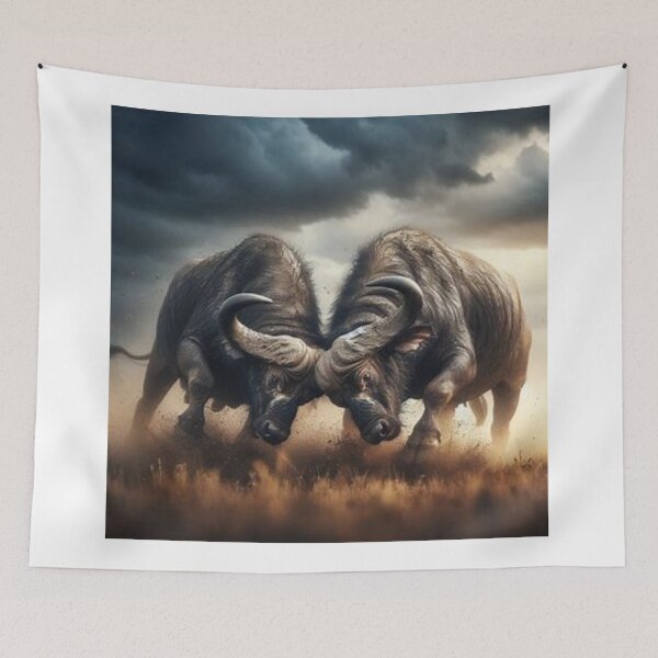 Item preview, African Buffalos Fighting designed and sold by BonoloStore.