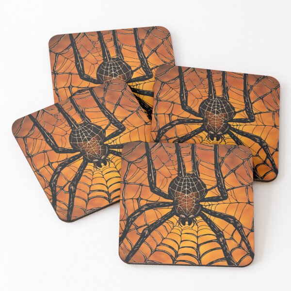 Item preview, Giant Halloween Black and Orange Spider on Web designed and sold by BirdsnStuff.