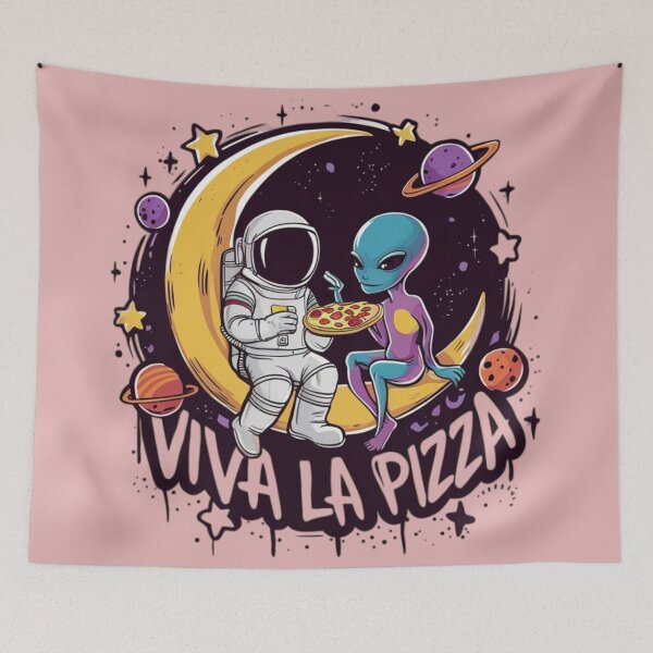 Item preview, Alien and Astronaut eating pizza designed and sold by 123ks.