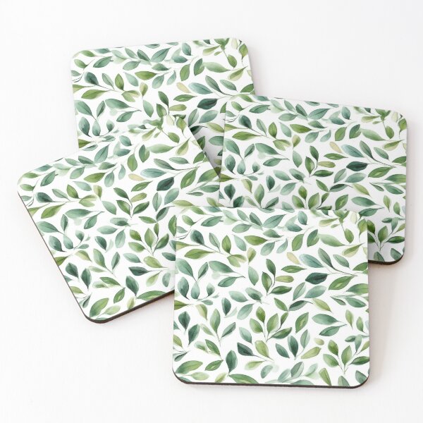 Item preview, Green Watercolor Leaves Pattern designed and sold by GiraffeCreative.