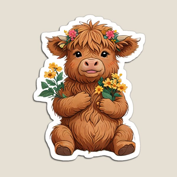 Item preview, Baby Highland cow and flowers designed and sold by Nolan6.