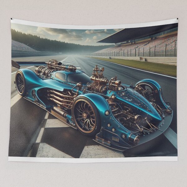 Item preview, "Steampunk Supercar: Fusion of Future and Past blue" designed and sold by cbishopbailey.