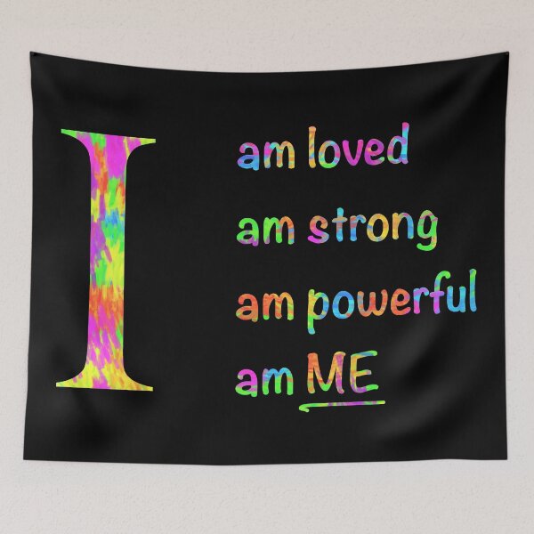 Item preview,  I am... loved, strong, powerful, ME. Rainbow text designed and sold by ClearAndHappy.