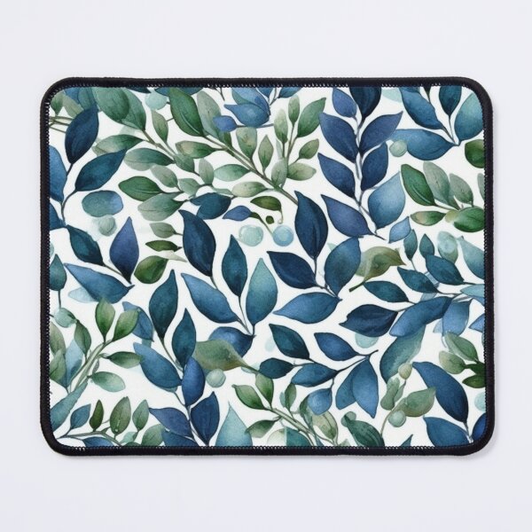 Item preview, Blue & Green Watercolor Leaves Pattern designed and sold by GiraffeCreative.