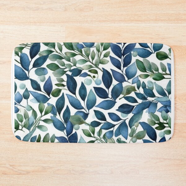 Item preview, Blue & Green Watercolor Leaves Pattern designed and sold by GiraffeCreative.