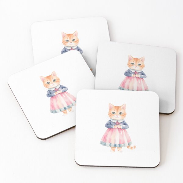 Item preview, Cat illustration wearing a retro dress designed and sold by Victoria Riabov.