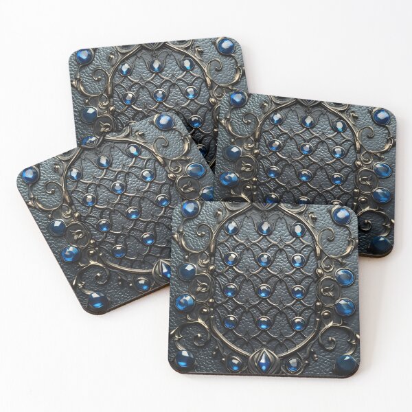 Item preview, Black leather and sapphires designed and sold by Print2Harbor.