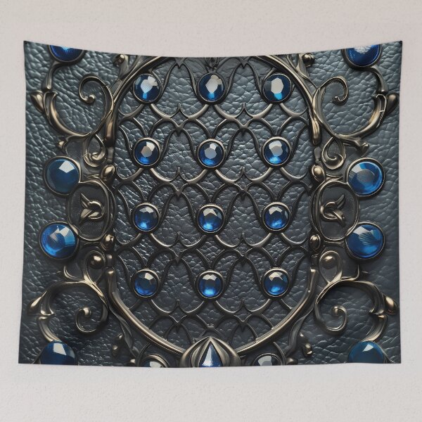 Item preview, Black leather and sapphires designed and sold by Print2Harbor.