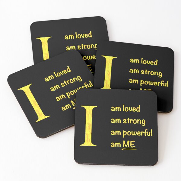Item preview,  I am... loved, strong, powerful, ME. Yellow text designed and sold by ClearAndHappy.