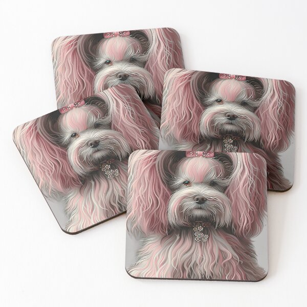 Item preview, Elegance Unleashed: Where Style Meets Canine Charm - Pink Shaggy Puppy with floppy ears designed and sold by ljgift.