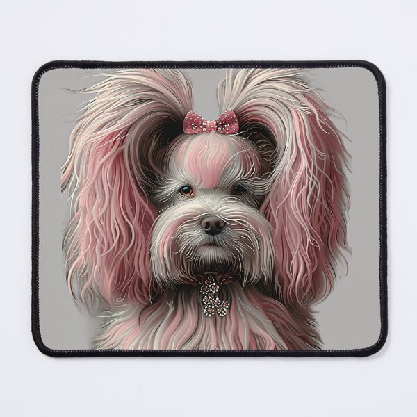 Item preview, Elegance Unleashed: Where Style Meets Canine Charm - Pink Shaggy Puppy with floppy ears designed and sold by ljgift.